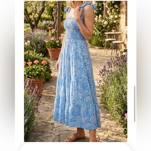 Michelle Mcdowell Dresses & Skirts - Michelle McDowell boho floral tiered midi maxi dress smocking tie straps medium